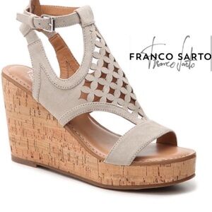 Franco Sarto Women's Beige Wedge Sandals